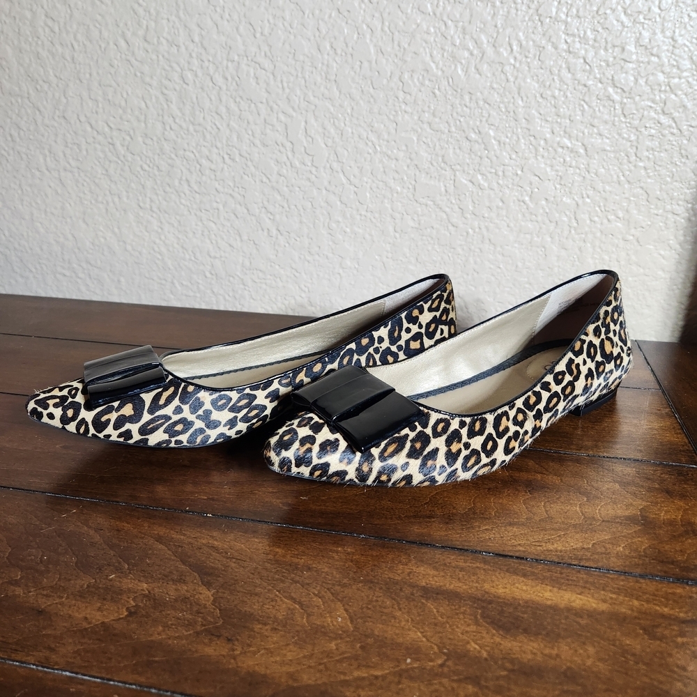 Me Too Leopard Cheetah Print Calf Hair Flats Leather Size 8M